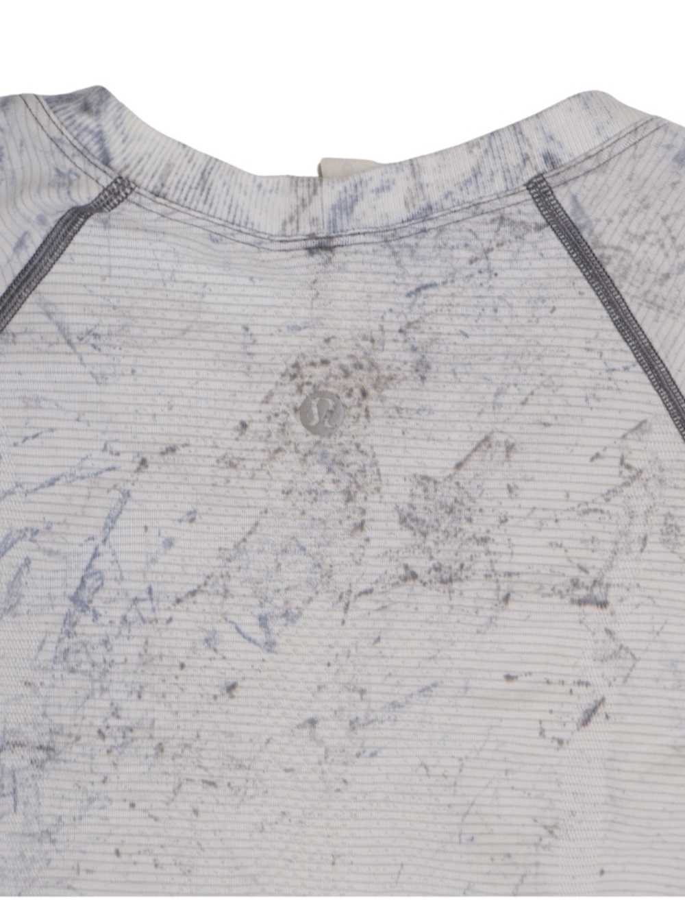 Lululemon Swiftly Tech Short Sleeve Shirt Size 10 White Blue Marble Athletic Top - Picture 8 of 8